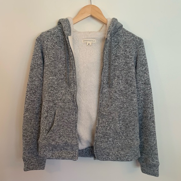 Aeropostale Faux Fur Lined Zip Up Hoodie Size 0-2 - Picture 5 of 5